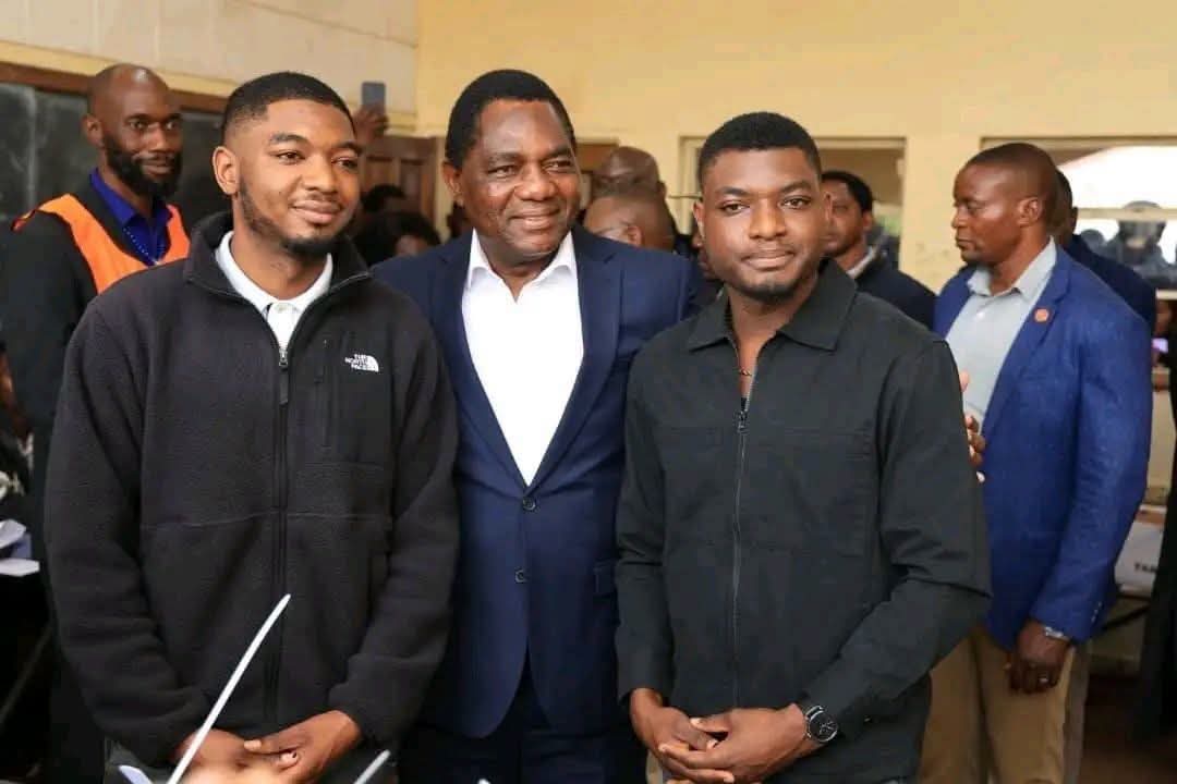 President Hichilema Casts Vote with Sons at Kabulonga Boys Polling Station